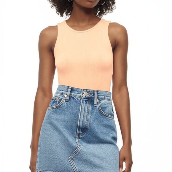 Gypsy + Jade Bodysuit Size XS/S Peach Tank Top Ribbed - Picture 1 of 4